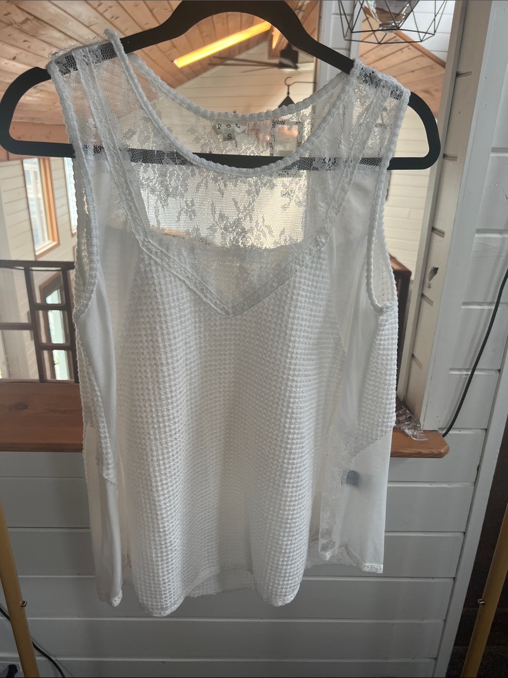 POL White Lace Overlay Camisole